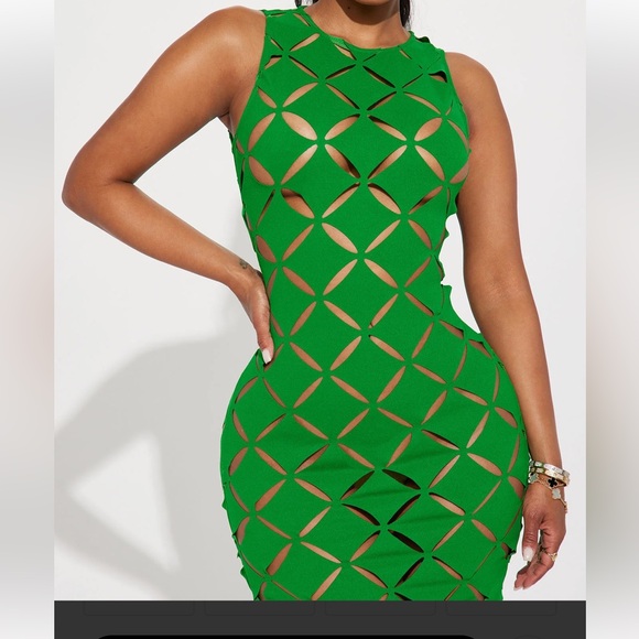Fashionnova Curve Green Cut Out Dress - Picture 2 of 4